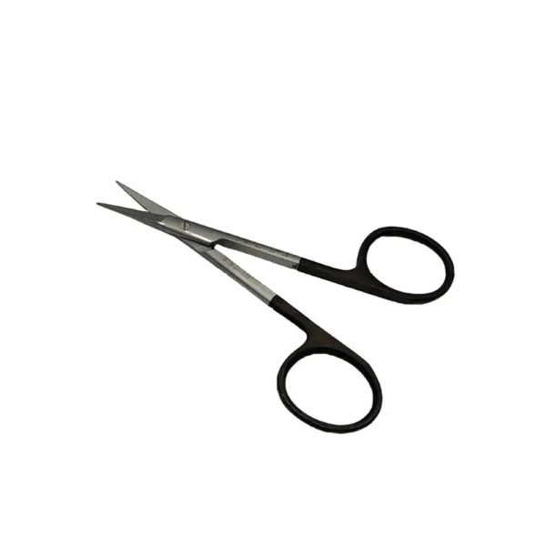 Ножиці Іріс, гострокінцеві, прямі, чорні ручки, суперкат, 90 мм Bio Tules Impex BTS-24-339